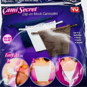 Cami Secret Clip-On Mock Camisoles Set of 3 Dickies As Seen on TV No Cleavage